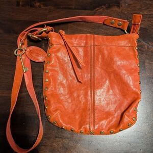 Fossil Women's Orange Leather Crossbody Bag